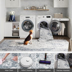 jinchan Kelda Runner Rug 2x5 Hallway Rug Kitchen Washable Runner Vintage Mat Retro Print Lightweight Non-Slip Accent Floor Cover Distressed Thin Carpet for Entryway Bathroom Bedroom Laundry Room Grey