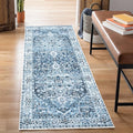Bloom Rugs Caria Washable Non-Slip 10 ft Runner - Navy Blue Traditional Runner for Entryway, Hallway, Bathroom, and Kitchen - Exact Size: 2'6" x 10'