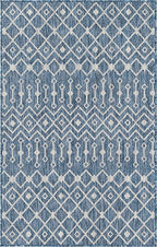 Unique Loom Outdoor Trellis Collection Area Rug - Tribal Trellis (3' 3" x 5' 3" Rectangle, Blue/ Ivory)