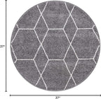 Unique Loom Trellis Frieze Collection Area Rug - Geometric (3' Round, Dark Gray/ Ivory)