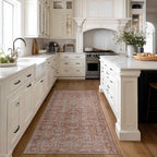 Kuden 2'6"x7' Runner Rug, Machine Washable Area Rug with Non-Slip Backing, Vintage Style, Soft, Easy Clean, Low Pile Rug for Hallway, Entryway, Kitchen, Bedroom