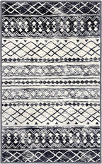 KUTA Boho Moroccan 3x5 Rugs for Entryway, Black Non-Slip Washable Low-Pile Living Room Area Rug, Ultra Soft Distressed Geometric Print Throw Carpet for Entrance, Bedroom, Nursery, Dorm, Kitchen