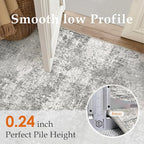 8x10 Grey Area Rug Washable Modern Abstract Living Room Carpet Non Slip Neutral Low Pile Soft Contemporary Gray Bedroom Large Rug Indoor Office Dining Room Playroom