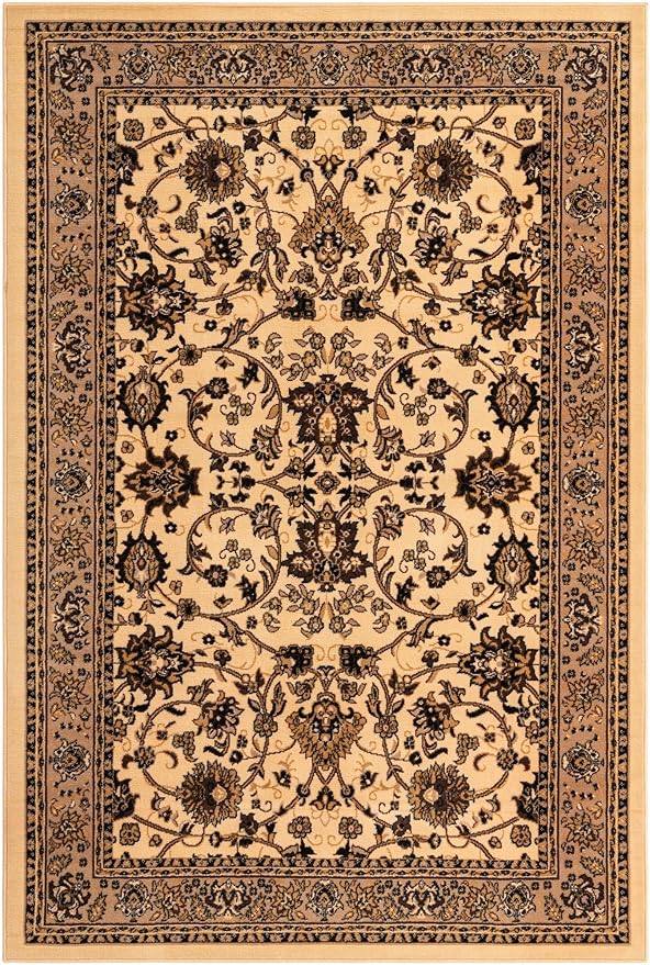 Unique Loom Sialk Hill Collection Area Rug - Washington (6' 1" x 9' Rectangle Ivory/Black)