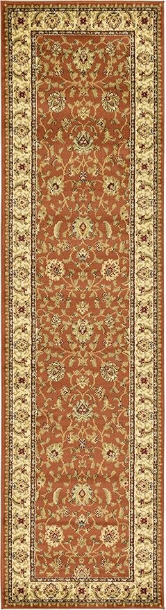 Unique Loom Voyage Collection Traditional Oriental Classic Intricate Design Area Rug (2' 7 x 10' 0 Runner, Terracotta/Ivory)