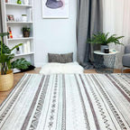 Alfa Rich 7x10 Gray Off White Washable Area Rugs for Living Room Bedroom Kitchen Decor Cotton Rug