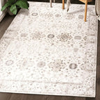 ReaLife Rugs Machine Washable Area Rug Runner - Living Room Bedroom Bathroom Kitchen Entryway Office - Padded Low Pile Stain Resistant Premium - Boho Farmhouse Vintage - BEV - Beige 3' x 5'