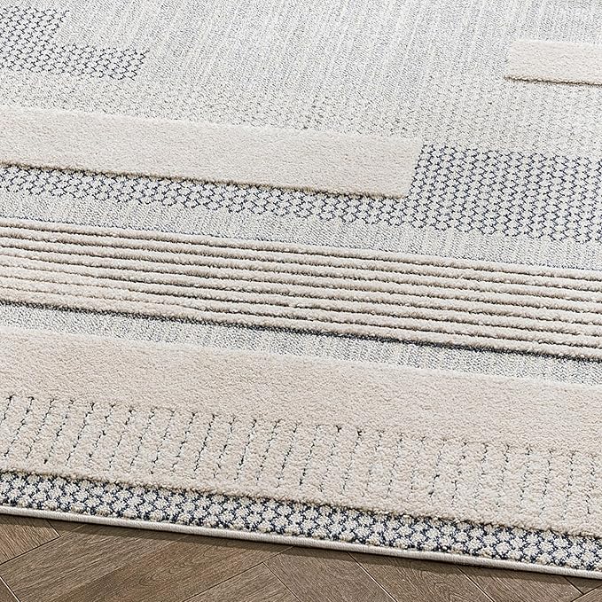 Well Woven Harlow Collection Briar Light Blue - Modern Tribal Minimalist Geometric 8x10 Area Rug - Ideal for Living Room, Dining Room & Bedroom - Durable, Stain Resistant & Easy to Clean