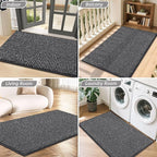 BEQHAUSE Dirt Trapper Door Mat 20" x 32", Non-Slip Washable Doormats Entrance Mat, Dirt Resistant and Absorbent Welcome Mat, Low Profile Floor Mats for Front Back Door and Entryway, Charcoal