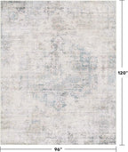 Farmhouse Dining Room Rugs for Under Table - 8x10 Washable Light Blue Area Rug for Living Room, Bedroom, Waterproof & Stain Resistance