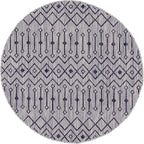 Unique Loom Outdoor Trellis Collection Area Rug - Tribal Trellis (5' 3" Round, Gray/ Black)