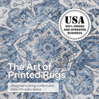ReaLife Rugs Machine Washable Area Rug Runner - Living Room Bedroom Bathroom Kitchen Entryway Office - Padded Low Pile Stain Resistant Premium - Boho Farmhouse Vintage - Joy - Blue Ivory 2'6" x 6'