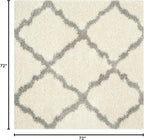 SAFAVIEH Dallas Shag Collection Area Rug - 6' Square, Ivory & Grey, Trellis Design, Non-Shedding & Easy Care, 1.5-inch Thick Ideal for High Traffic Areas in Living Room, Bedroom (SGD257F)