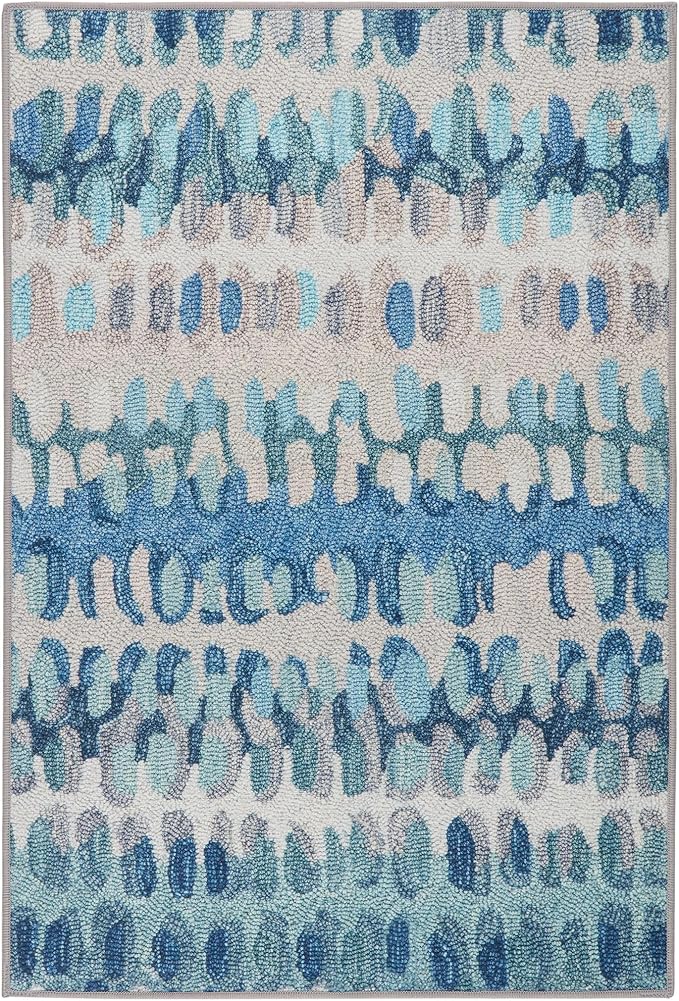 Dash and Albert Paint Chip Machine Washable Area Rug - Runner - 2.5' x 8' Blue - Geometric Accent Rug - Anti-Slip Backing, Lightweight, Machine Washable, High Traffic Areas Kitchen, Mudroom, Entryway