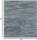 SAFAVIEH Rag Rug Collection Area Rug - 4' Square, Ink & Multi, Handmade Boho Stripe Cotton, Ideal for High Traffic Areas in Living Room, Bedroom (RAR121C)
