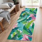 Tropical Rug Runner 1.3x7ft - Non-Slip Durable Floral Leaf Pattern Carpet for Hallway, Stairs, Entryway, Easy Clean Floor Decor