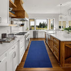 Custom Made Runner Rug Low Pile with Rubber Backing for Kitchen Foyer Hallway Entry Choose Your Length Size 26 Inch Wide Solid and Plain Dark Blue Color (32 feet x 26 inch)