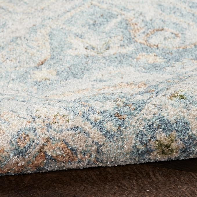 Nourison Home Astra Machine Washable Light Blue 2'2" x 8' Area Rug - Easy Clean, Non Shedding, Bed Room, Living Room, Dining Room, Kitchen (8' Runner)