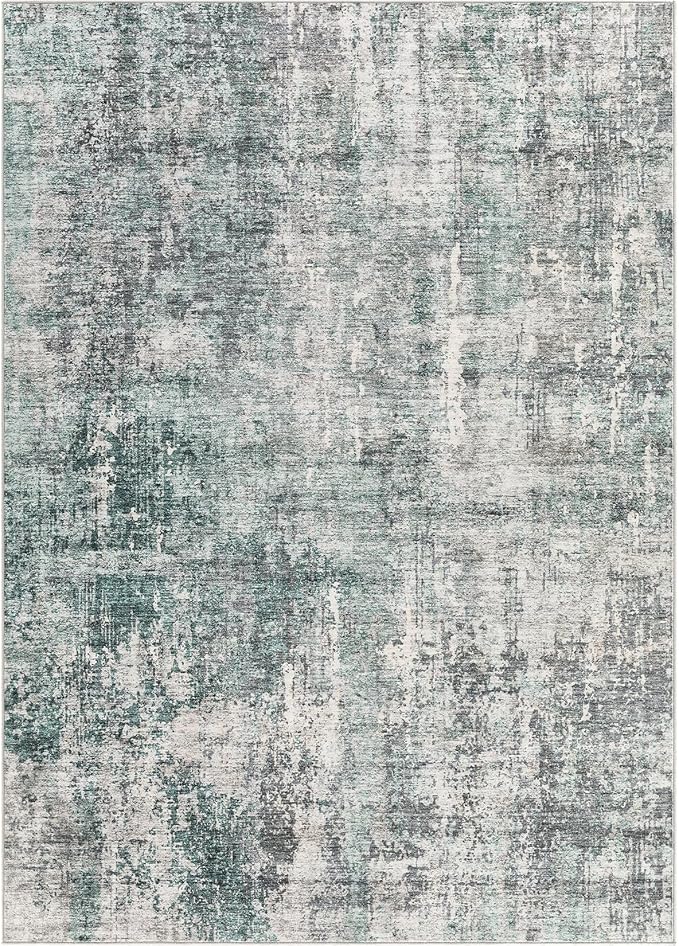 6x9 Area Rug Living Room Rugs - Washable Neutral Modern Abstract Soft Thin Large Rug Indoor Floor No Slip Rug Carpet for Bedroom Under Dining Table Home Office Decor - Green/Grey