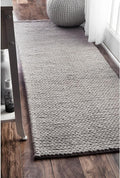 Nuloom Penelope Light Grey/Ivory, 2'8" x 12', Hand-Braided, Wool & Cotton, Soft and Textured, High Traffic, Stain Resistant, Easy Clean, Durable Runner for Bedroom, Living Room, Dining, Entryway