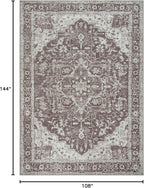 Bloom Rugs Washable Non-Slip 9' x 12' Rug - Dark Brown Traditional Medallion Area Rug for Living Room, Bedroom, Dining Room, and Kitchen - Exact Size: 9' x 12'