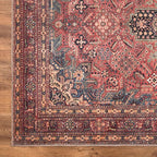 Bloom Rugs Washable Non-Slip 5' x 7' Rug - Red/Teal Blue/Yellow Traditional Medallion Area Rug for Living Room, Bedroom, Dining Room, and Kitchen - Exact Size: 5' x 7'