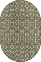 Unique Loom Outdoor Trellis Collection Area Rug - Tribal Trellis (5' 3" x 8' Oval, Green/ Natural)