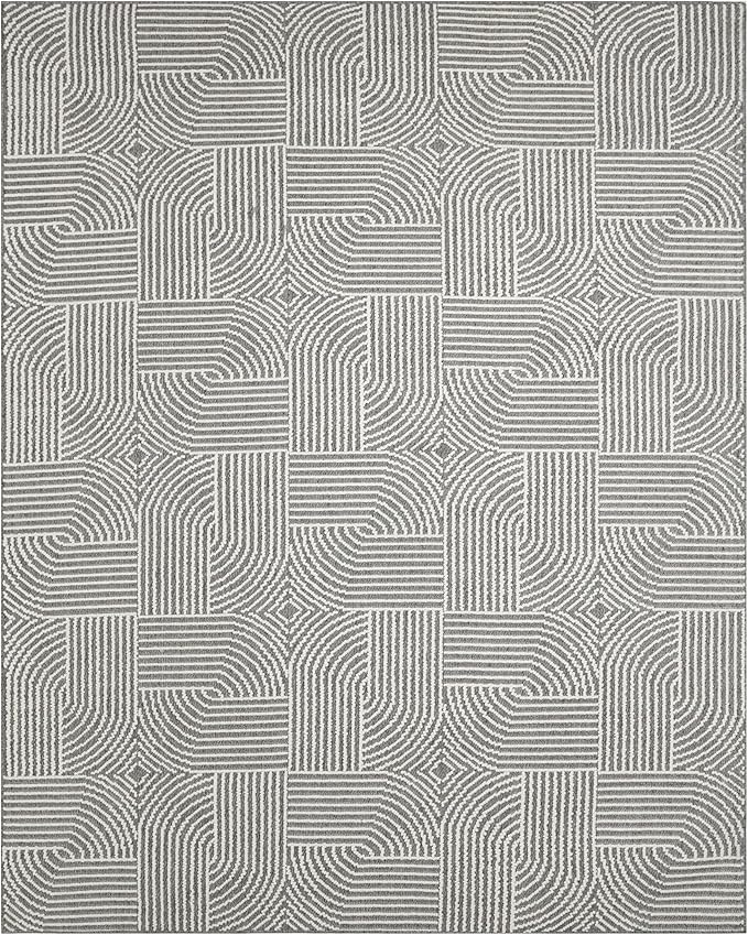 Nourison Home Textured Home Charcoal Ivory 7'10" x 9'10" Area Rug - Easy Cleaning, Non Shedding, Bed Room, Living Room, Dining Room, Kitchen (8' x 10')