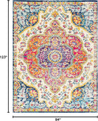 Livabliss Area Rugs - 8x10 Romaine Vintage Boho Fuchsia Mustard Blue Area Rug for Living Room Bedroom - Floral Medallion Stain Resistant Carpet for Kitchen, Nursery, Office (7'10" x 10'3")