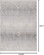 Hauteloom Poydras Farmhouse Living Room Bedroom Modern Moroccan Area Rug - Soft Shaggy High Low Carpet - High Pile - Bohemian, Boho - Gray, Beige, Cream - 9'2" x 12'