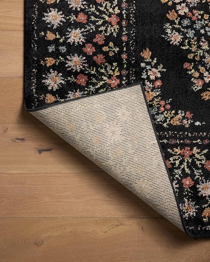 Loloi Rifle Paper Co. Laurel Collection LAU-02 Black 2'-8" x 8' Runner Rug