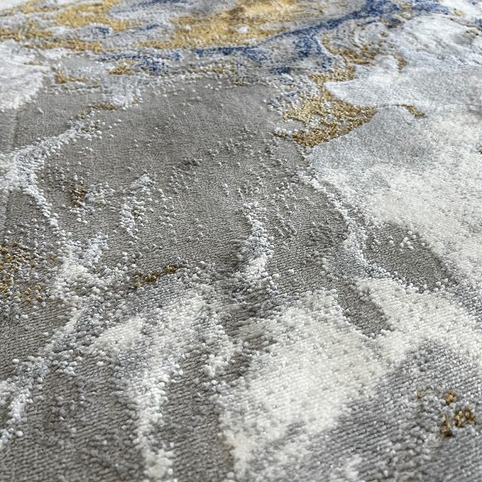 LUXE WEAVERS Marble Collection Blue Area Rug 2x3 Modern Abstract Swirl Design Non-Shedding Carpet
