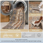 Kokia 5x7 Washable Area Rugs Terracotta with Vintage Orient Design, Soft Rug for Living Room or Bedroom, Non-Slip Low Pile Stain Resistance Features, Distressed Medallion Pattern