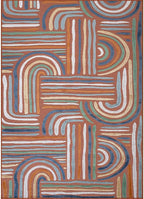 CAMILSON Indoor Outdoor Rug, Orange 9x12 Geometric Arch Striped Large Area Rugs for Patio and Home Areas, Easy-Cleaning Non-Shedding Living Room, Garden and Deck Washable Outside Carpet (9 x 12)