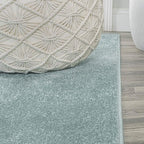 Eyely UES100S-216 Supersoft Haze Solid Low-Pile Indoor Runner Rug, Coastal, Bohemian, Minimalist, Classic, Casual for Bedroom,Kitchen,Living Room,Non Shedding,Easy-Washing, Blue, 2 X 16