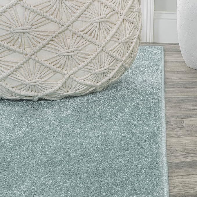 Eyely UES100S-214 Supersoft Haze Solid Low-Pile Indoor Runner Rug, Coastal, Bohemian, Minimalist, Classic, Casual for Bedroom,Kitchen,Living Room,Non Shedding,Easy-Washing, Blue, 2 X 14