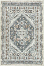 zesthome 8x10 Area Rugs for Living Room,Non-Slip Backing Washable Rugs,Vintage Large Area Rug，Stain Resistant Home Decor Rug (Grey/Orange,8'x10')