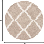 SAFAVIEH Dallas Shag Collection Area Rug - 8' Round, Beige & Ivory, Trellis Design, Non-Shedding & Easy Care, 1.5-inch Thick Ideal for High Traffic Areas in Living Room, Bedroom (SGD257D)
