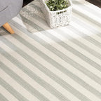 Home Conservatory Ladder Stripe Grey/Ivory Handwoven Wool 2.5 X 8 Feet, Grey/Ivory Stripe Pattern