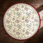 jinchan Elora 4ft Floral Round Rug for Entryway Washable Kitchen Rug Vintage Romance Design Non Slip Indoor Doormat Lightweight Low-Profile Throw Carpet for Living Room Dining Room Bedroom, Red/Beige