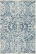 Dash and Albert Temple Ink Machine Washable Area Rug - 6' x 9' Blue - Geometric Accent Rug - Anti-Slip Backing, Lightweight, Machine Washable, High Traffic Areas Kitchen, Mudroom, Laundry Room