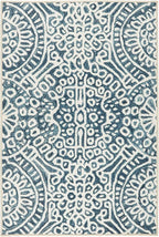 Dash and Albert Temple Ink Machine Washable Area Rug - 6' x 9' Blue - Geometric Accent Rug - Anti-Slip Backing, Lightweight, Machine Washable, High Traffic Areas Kitchen, Mudroom, Laundry Room