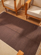 Rugsotic Carpets Hand Woven Flat Weave Kilim Wool ECO-Friendly Area Rugs - 3'x5', Rectangle Shape, Dark Brown Color, Solid Plain Design, Low Pile Handmade Rugs for Living Room, Bed Room (D00111)