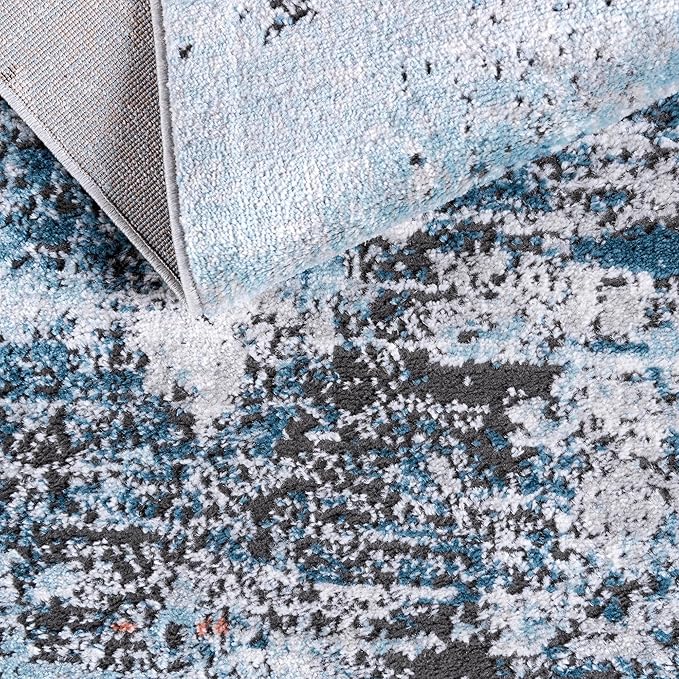 Rugs.com Leipzig Collection Round Rug – 7 Ft Round Multi Low-Pile Rug Perfect for Kitchens, Dining Rooms
