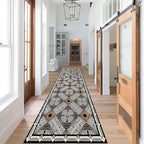 Abstract Black White Geometric Runner Rug, 2x6ft, Luxury Greek Key Rugs for Home Decorative, Greek Spiral Texture Home Decor Non Slip Rugs, Washable Soft Reduce Noise Mat for Bedroom