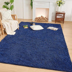 Andency Navy Soft Area Rugs for Living Room Bedroom, 3x5 Non-Slip Fluffy Shag Carpet, Indoor Floor Fuzzy Shaggy Living Room Plush Rug for Kids Dorm Nursery Home Decor Aesthetic