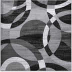 Rugshop Contemporary Abstract Circles Perfect for high Traffic Areas of Your Living Room,Bedroom,Home Office,Kitchen Square Area Rug 6'6" x 6'6" Gray