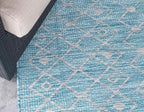 Unique Loom Outdoor Trellis Collection Area Rug - Tribal Trellis (5' 1" x 8' Rectangle, Aqua/ Ivory)