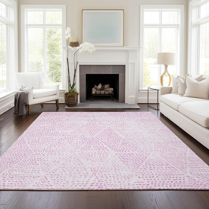 Addison Rugs Chantille ACN591 Pink 5' x 7'6" Indoor Outdoor Area Rug, Easy Clean, Machine Washable, Non Shedding, Bedroom, Living Room, Dining Room, Kitchen, Patio Rug