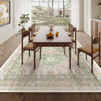 zesthome 6x9 Area Rug, Super Soft Washable Rugs for Living Room, Non-Slip Stain Resistant Vintage Rugs, Ultra-Thin Large Area Rugs (Green/Brown,6'x9')
